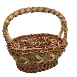 Wicker & Jute Gathering Basket With Braided Handle 10.5" Long